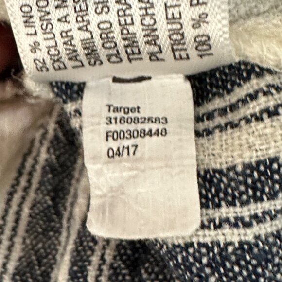 Knox Rose Linen Blend Off Shoulder Tiered Floral Embroidered Striped Top Size M - Picture 7 of 7